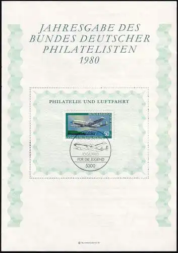 DEUTSCHLAND 1980 Mi-Nr. 1041 auf Jahresgabe des Bundes Deutscher Philatelisten