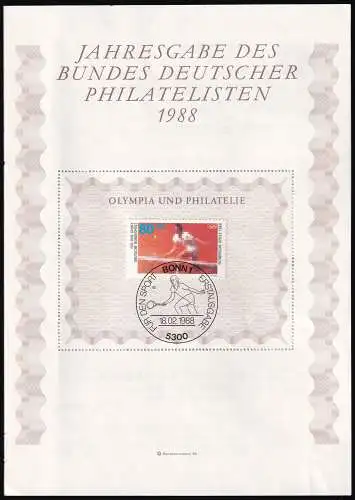 DEUTSCHLAND 1988 Mi-Nr. 1354 auf Jahresgabe des Bundes Deutscher Philatelisten