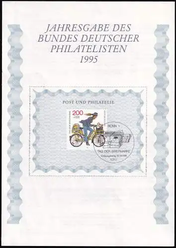 DEUTSCHLAND 1995 Mi-Nr. 1814 auf Jahresgabe des Bundes Deutscher Philatelisten