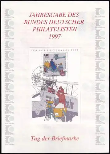 DEUTSCHLAND 1997 Mi-Nr. Block 41 auf Jahresgabe des Bundes Deutscher Philatelisten