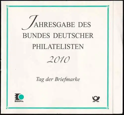 DEUTSCHLAND 2010 Mi-Nr. 2816 auf Jahresgabe des Bundes Deutscher Philatelisten