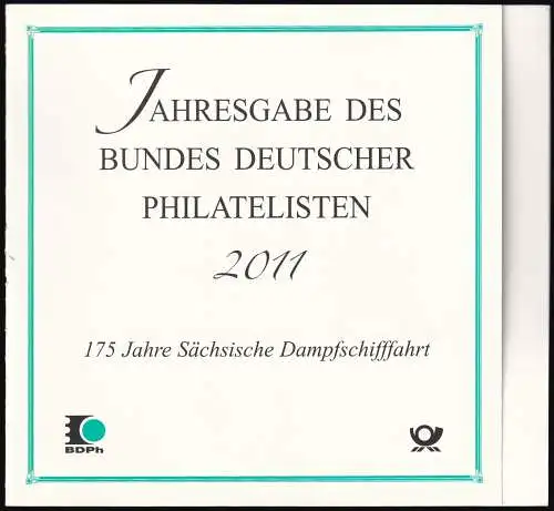 DEUTSCHLAND 2011 Mi-Nr. Block 78 auf Jahresgabe des Bundes Deutscher Philatelisten