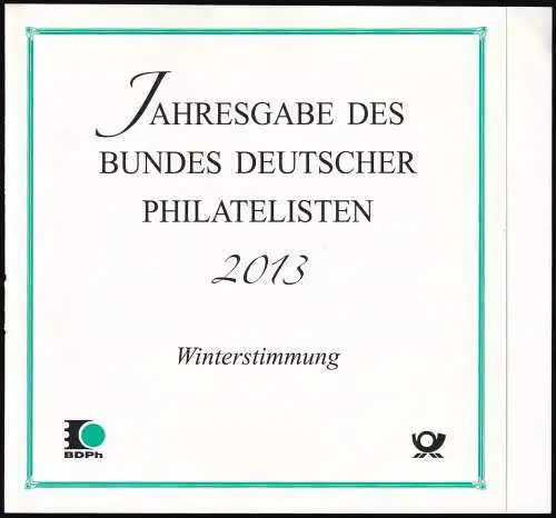 DEUTSCHLAND 2013 Mi-Nr. 3039 auf Jahresgabe des Bundes Deutscher Philatelisten