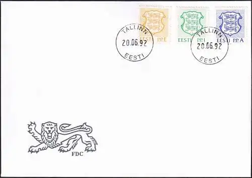 ESTLAND 1992 Mi-Nr. 183/85 FDC