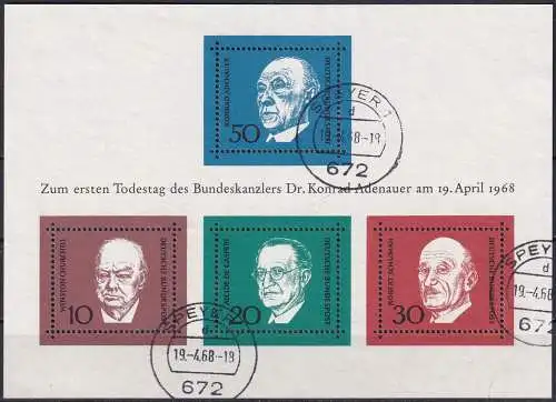 DEUTSCHLAND 1968 Mi-Nr. Block 4 o used