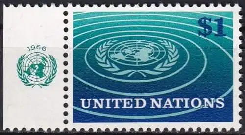 UNO NEW YORK 1966 Mi-Nr. 165 TAB ** MNH