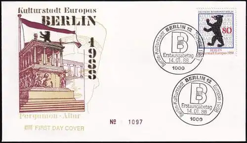 BERLIN 1988 Mi-Nr. 800 FDC