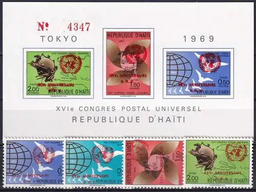 HAITI 1970 Mi-Nr. Block 44 + 1134/37 ** MNH