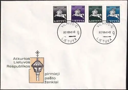 LITAUEN 1991 Mi-Nr. 491/94 FDC