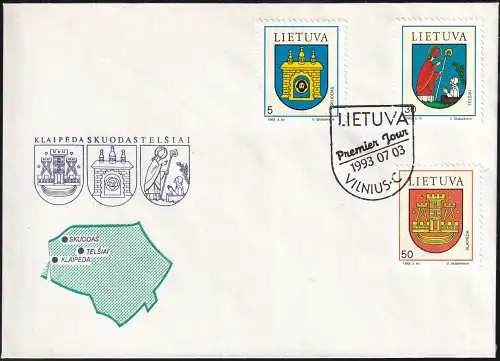 LITAUEN 1993 Mi-Nr. 526/28 FDC