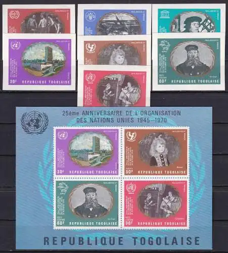 TOGO 1970 Mi-Nr. Block 51 + 826/32 B ** MNH