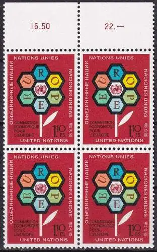 UNO GENF 1972 Mi-Nr. 27 Viererblock ** MNH