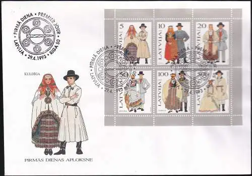 LETTLAND 1993 Mi-Nr. Block 3 FDC