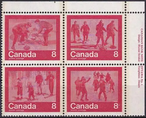 KANADA 1974 Mi-Nr. 570/73 ** MNH Eckrandviererblock