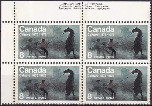 KANADA 1975 Mi-Nr. 600 ** MNH Eckrandviererblock