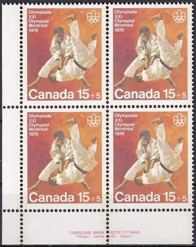 KANADA 1975 Mi-Nr. 604 ** MNH Eckrandviererblock