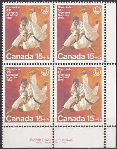 KANADA 1975 Mi-Nr. 604 ** MNH Eckrandviererblock