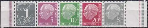 DEUTSCHLAND 1958 Zusammendruckstreifen aus HBL 8x ** MNH