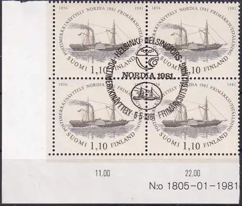 FINNLAND 1981 Mi-Nr. 880 Eckrand-Viererblock o used - aus Abo
