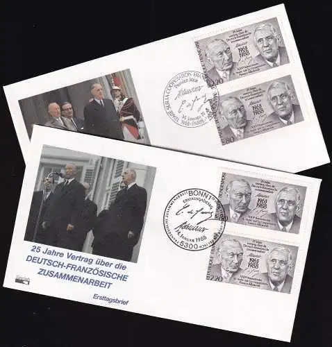 DEUTSCHLAND 1988 Mi-Nr. 1351 FDC + Frankreich Mi-Nr. 2636 FDC