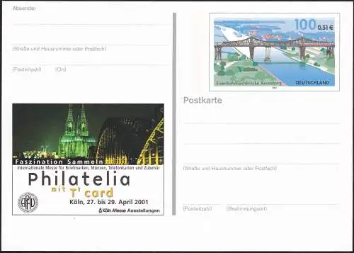 DEUTSCHLAND 2001 Mi-Nr. PSO 76 Postkarte Philatelia Köln ungebraucht