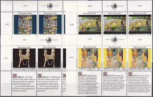 UNO WIEN 1989-93 Mi-Nr. 96/97 + 108/09 + 123/24 + 139/40 +  150/51 ** MNH Menschenrechte