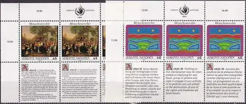 UNO WIEN 1989-93 Mi-Nr. 96/97 + 108/09 + 123/24 + 139/40 +  150/51 ** MNH Menschenrechte