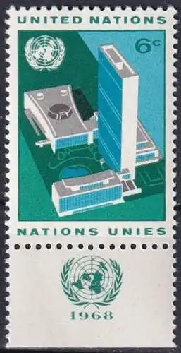 UNO NEW YORK 1968 Mi-Nr. 203 TAB ** MNH