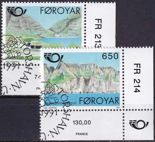 FÄRÖER 1991 Mi-Nr. 219/20 Eckrand o used - aus Abo