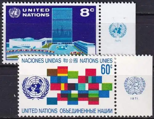 UNO NEW YORK 1971 Mi-Nr. 238/39 TAB ** MNH