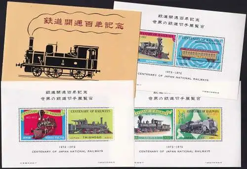 JAPAN 1972 Centenary of Japan National Railways - 3 Sonderdrucke im Folder