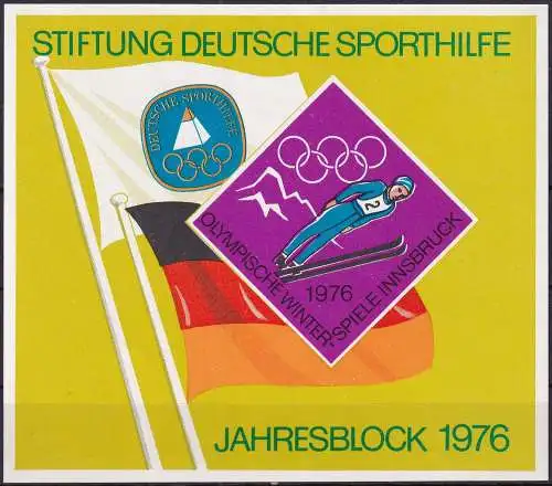 Stiftung Deutsche Sporthilfe - Nachdruck Vignette Jashresblock 1976