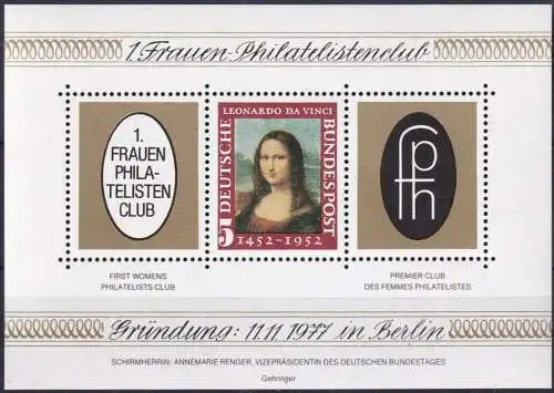 1. Frauen Philatelistenclub - Nachdruck Vignette - Gründung 11.11.1977 Berlin