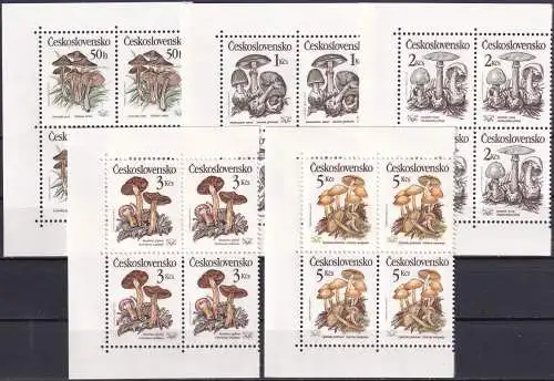 TSCHECHOSLOWAKEI 1989 Mi-Nr. 3017/21 Viererblocks ** MNH