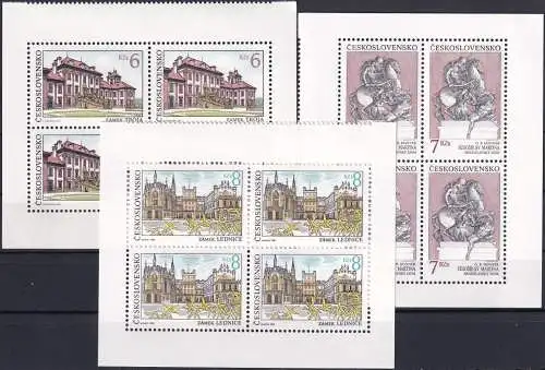 TSCHECHOSLOWAKEI 1992 Mi-Nr. 3126/28 Viererblocks ** MNH