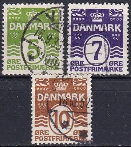 DÄNEMARK 1930 Mi-Nr. 182/84 o used