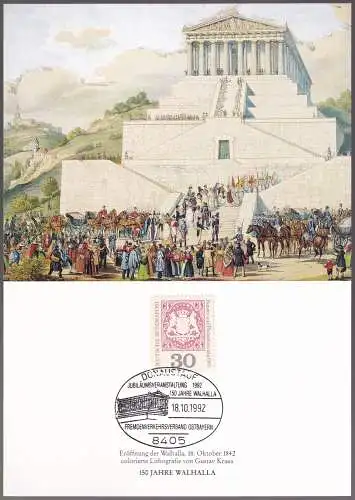 DEUTSCHLAND 1969 Mi-Nr. 601 auf Gedenkblatt 150 Jahre Walhalla 1992