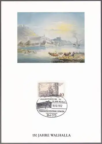 DEUTSCHLAND 1980 Mi-Nr. 1067 auf Gedenkblatt 150 Jahre Walhalla 1992
