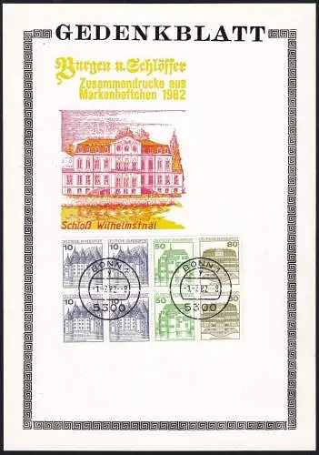 DEUTSCHLAND 1982 Mi-Nr. HBL 29 aus MH 24 Gedenkblatt EST