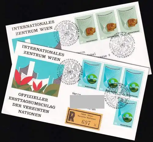 UNO WIEN 1982 Mi-Nr. 27/28 auf Einschreiben FDC