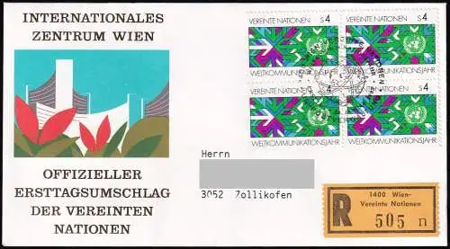 UNO WIEN 1983 Mi-Nr. 29 auf Einschreiben FDC