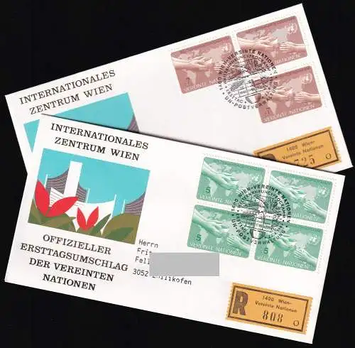 UNO WIEN 1983 Mi-Nr. 32/33 auf Einschreiben FDC