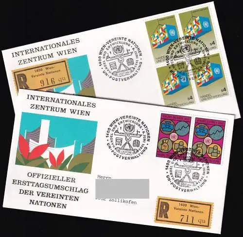 UNO WIEN 1983 Mi-Nr. 34/35 auf Einschreiben FDC