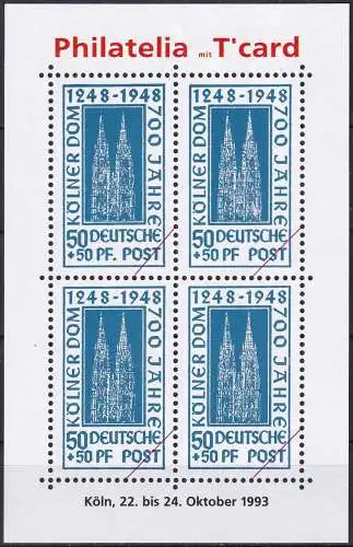  Kölner Dom 700 Jahre - Nachdruck Vignette Philatelia T'card