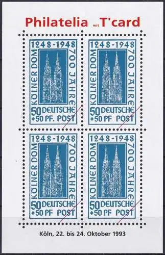 Kölner Dom 700 Jahre - Nachdruck Vignette Philatelia T'card