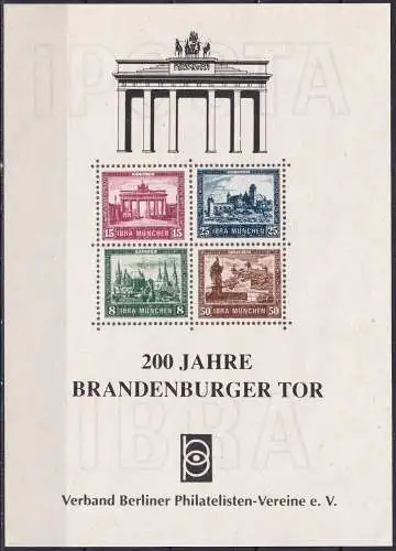 DEUTSCHES REICH 1999 Mi-Nr. Block 1 - Nachdruck Vignette - IBRA München