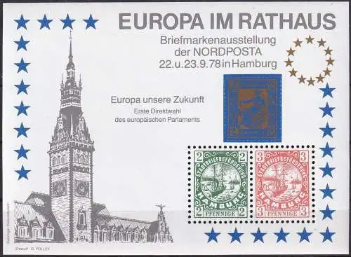 Europa im Rathaus - Nachdruck Vignette - Nordposta Hamburg 1978