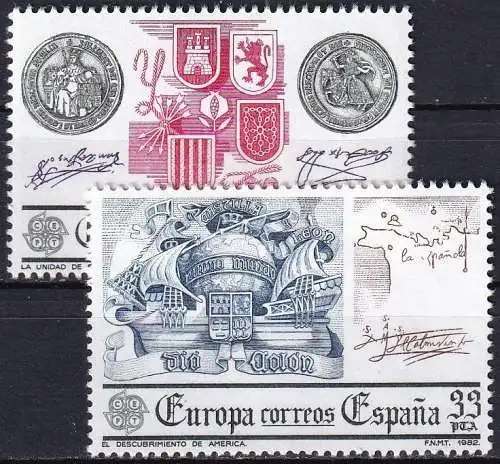 SPANIEN 1982 Mi-Nr. 2545/46 ** MNH - CEPT