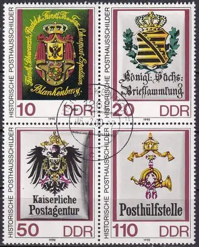 DDR 1990 Mi-Nr. 3306/09 Viererblock o used - aus Abo