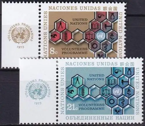 UNO NEW YORK 1973 Mi-Nr. 258/59 TAB ** MNH